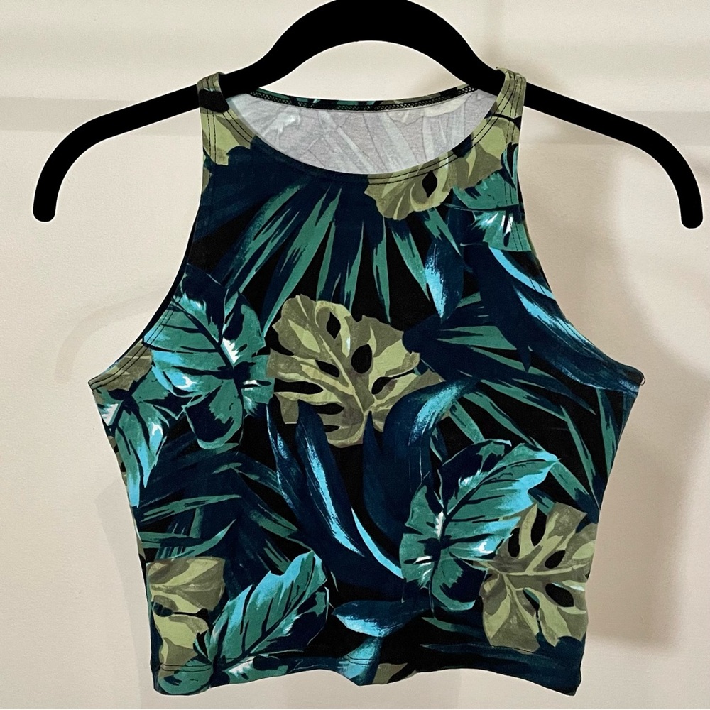 American Apparel Jungle Leaves Crop Top Tank, size M